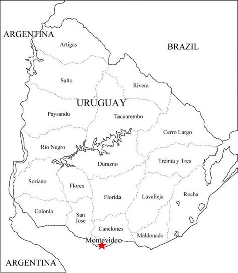 A Map Of The Region Of Uruguay With Its Capital And Major Cities