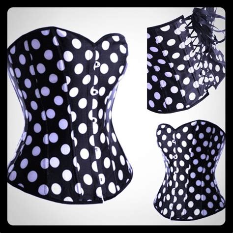 Black And White Polka Dot Corset NWTs Leather And Lace White