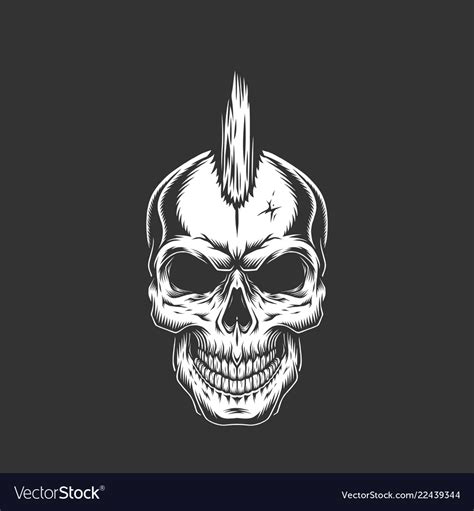 Punk Rock Skull With Iroquois Hairstyle Royalty Free Vector