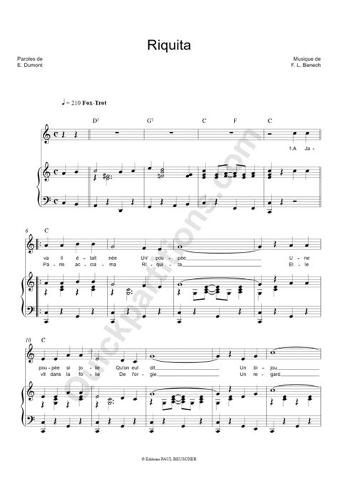 Partition piano Riquita - Georgette Plana (Partition Digitale)