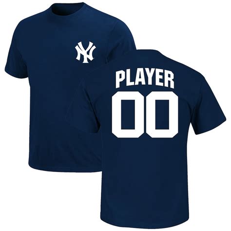 Majestic New York Yankees Navy Custom Roster Name And Number T Shirt