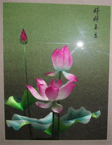 Chinese Hand Embroidery Lotus Painting Lotus Painting Flower Drawing