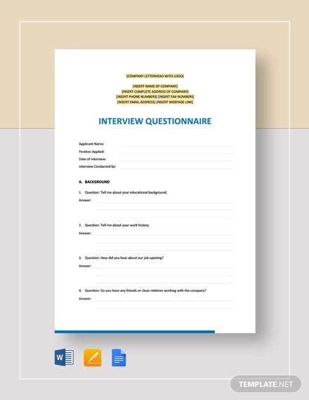 32 Questionnaire Templates In Word Format
