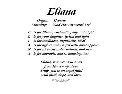 Meaning Of Eliana Lindseyboo