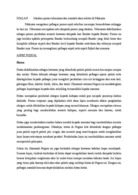 Kegiatan manusia terhadap alam sekitar. (DOC) Esei Urbanisasi dan kesan terhadap alam sekitar ...