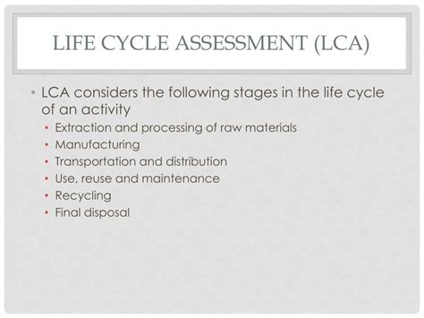 PPT Life Cycle Assessment LCA PowerPoint Presentation Free Download ID