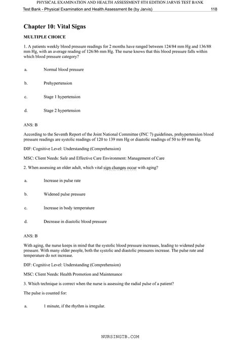 TB-Chapter 10 Vital Signs - NURSINGTB Chapter 10: Vital Signs MULTIPLE