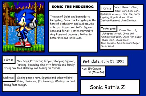 Sonic Battle Z Character Card Sonic By Justinpritt16 On Deviantart