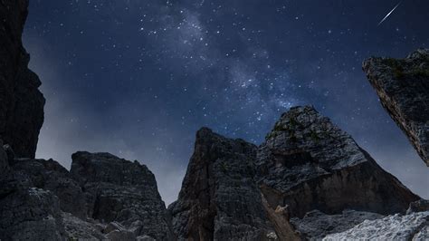 Download Wallpaper 3840x2160 Rocks Mountains Night