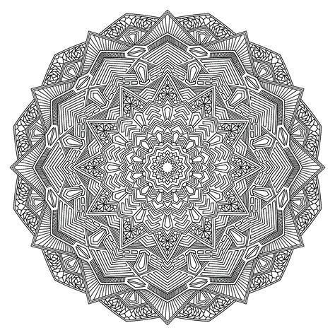Mandala Coloring Page With Multiple Angles Very Difficult Mandalas