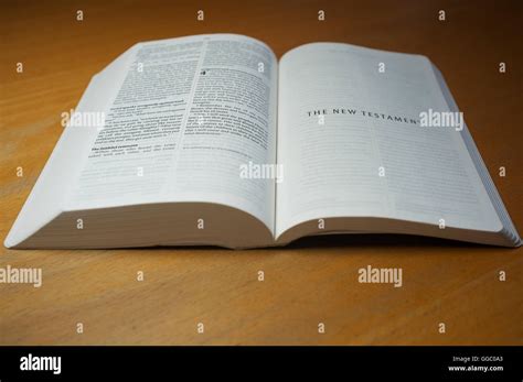 Bible Showing Relative Sizes Of Old Testament Vs New Testament Stock