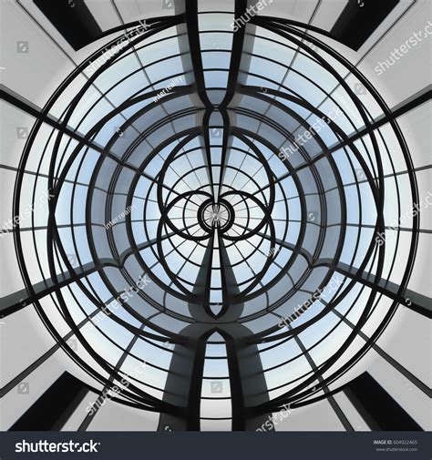 Concentric Grid Structure Architectural Fragment Resembling Stock Photo