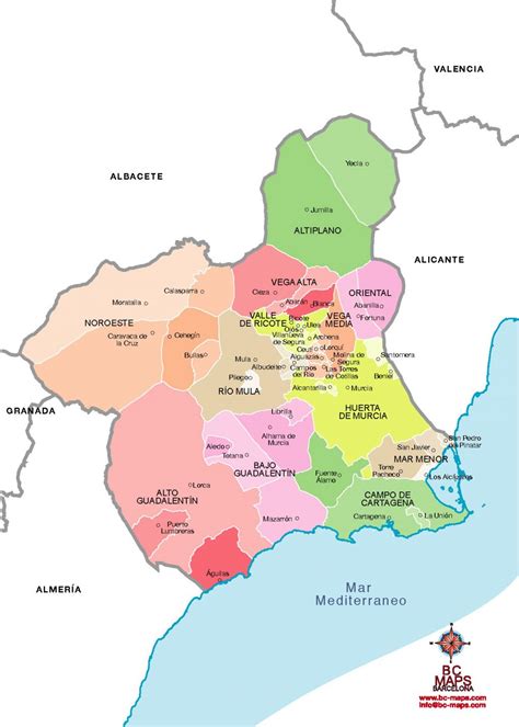 Mapas Físicos Y Políticos Mapa Físico Y Político De La Región De Murcia