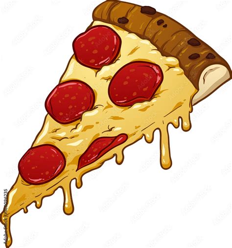 Slice Of Pepperoni Pizza Vector Clip Art Illustration With Simple