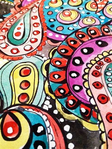 Printable cute/kawaii popsicle doodle coloring page for kids and adults. Alisa Burke | Art journal techniques, Paisley coloring ...