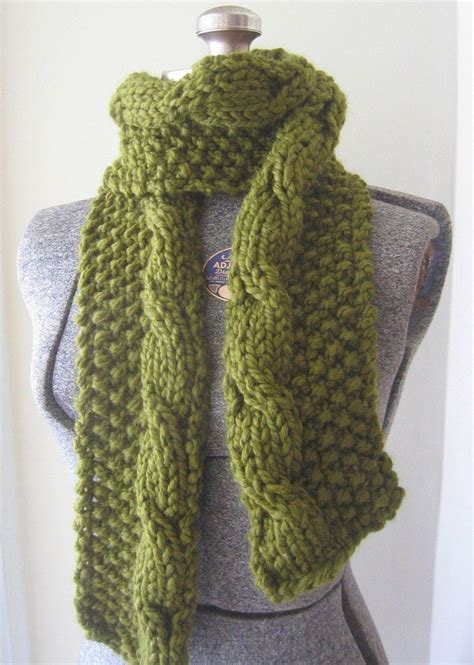 What a beautiful way to keep your head and ears warm and be stylish! Long Cabled Chunky Knit Scarf - PDF pattern via Etsy ...