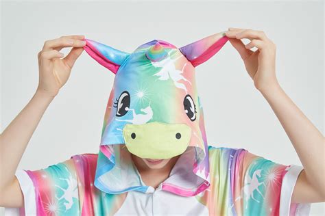 Onesie World Unisex Animal Summer Pyjamas Rainbow Stripes Unicorn Ad