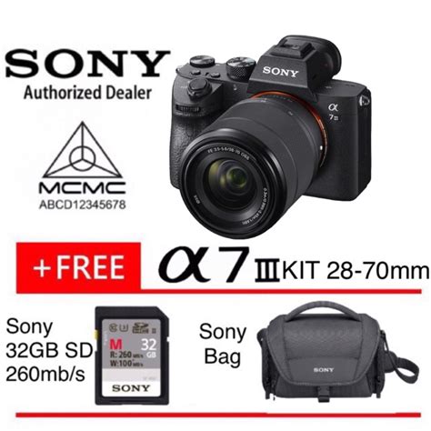 12.1mp exmor r sensor, optimized for 4k, sensitivity and speed. Sony Alpha a7 III Kit 28-70mm Lens 100%Original SONY ...