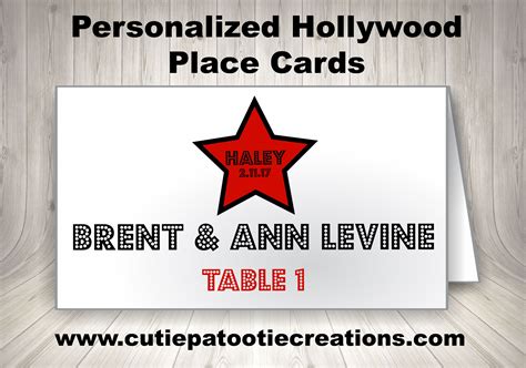 Personalized Hollywood Star Place Cards For Mitzvahs And Sweet 16