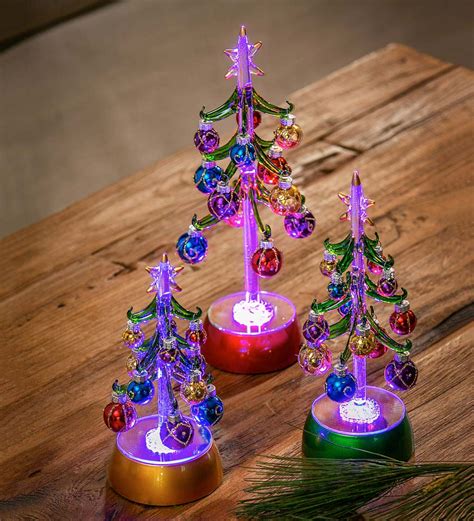 Led Magical Holiday Ornament Trees Set Of 3 Wind And Weather