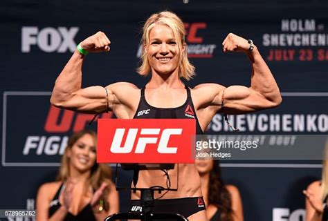 Felice Herrig Poses On The Scale During The Ufc Weigh In At The News