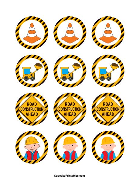 Construction Party Cupcake Toppers Free Printables
