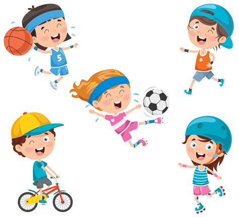 Conjunto De Niños Felices De Dibujos Animados Jugando Deportes 931796