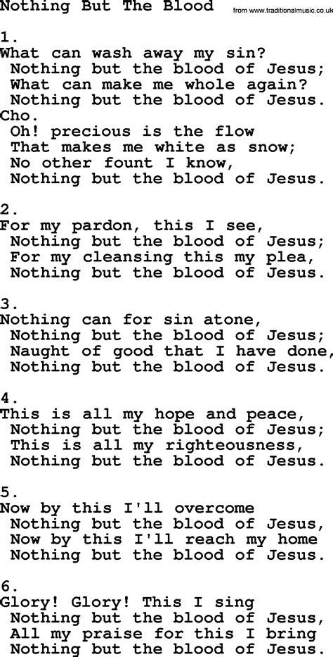 Now by this i'll overcome—. Nothing But The Blood - Apostolic and Pentecostal Hymns ...