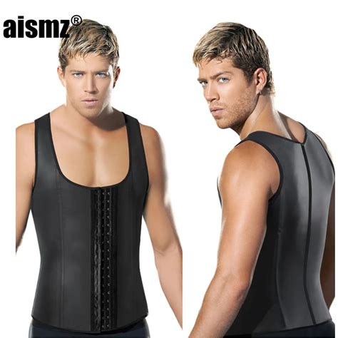 Aismz Mens Dream Vine Latex Waist Trainer Vest For Men Black Waist