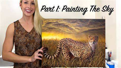 Cheetah Acrylic Painting Part 1 Painting The Sky Youtube
