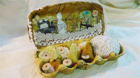 Heart Of A Gipssy Altered Egg Carton Into A Sewing Box