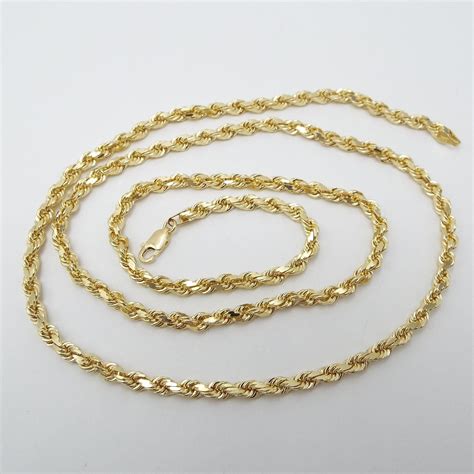 Discover gleaming 14k gold necklace chains and pendant sets in beautiful styles. 14k Solid Yellow Gold 16-26" Rope Chain | 4MM by dArtAmericana on Etsy | Gold, Rope chain, Jewelry