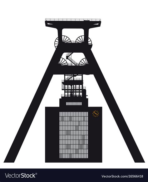 Silhouette Coal Mine Shaft Tower Black On White Vector Image