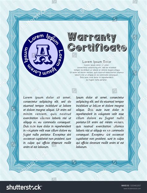 Light Blue Warranty Certificate Template Retro Royalty Free Stock