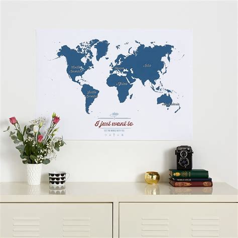 Personalised Travel Map Of The World Teal