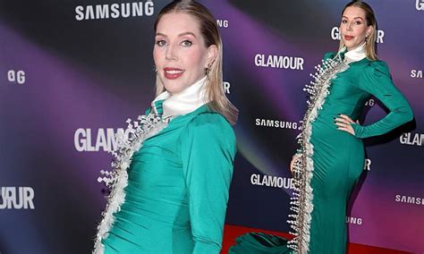 Katherine Ryan Displays Her Bump In A Striking Green Dress At The Glamour Women Of The Year