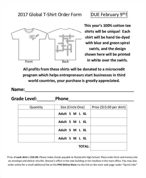 12 T Shirt Order Forms Free Sample Example Format Download Free