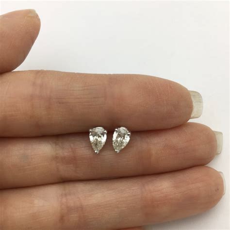 Carat Diamond Stud Earrings Pear Cut Teardrop Shape K Etsy
