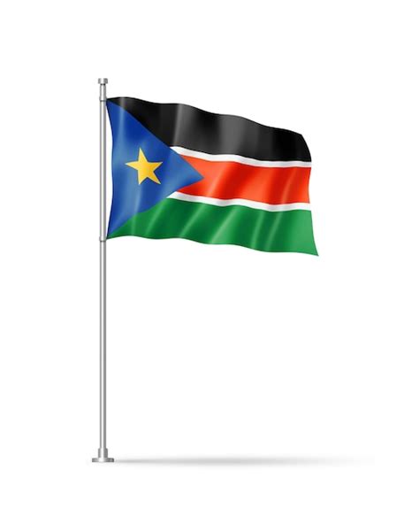 bandera de sudán del sur aislado en blanco foto premium