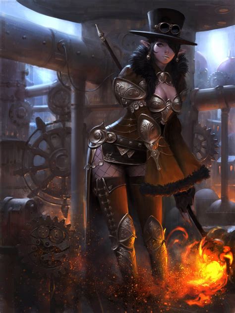 Legendofthecryptids Picture 2d Fantasy Illustration Steampunk Girl Woman Portrait