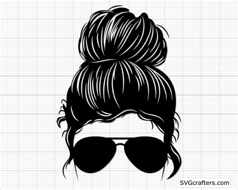 Messy Bun Svg Messy Bun With Sunglasses Svg Skull Svg Mom Etsy Svg Messy Bun Mom Etsy