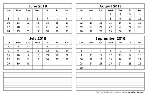 Blank Calendar June July August Example Calendar Printable June July