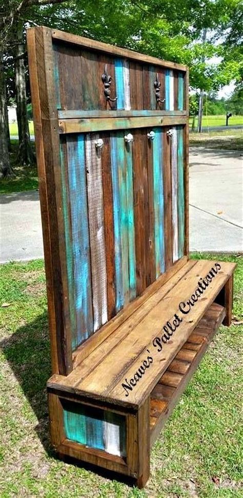 Wooden Pallets Made Customized Hall Tree Pallets Ideas