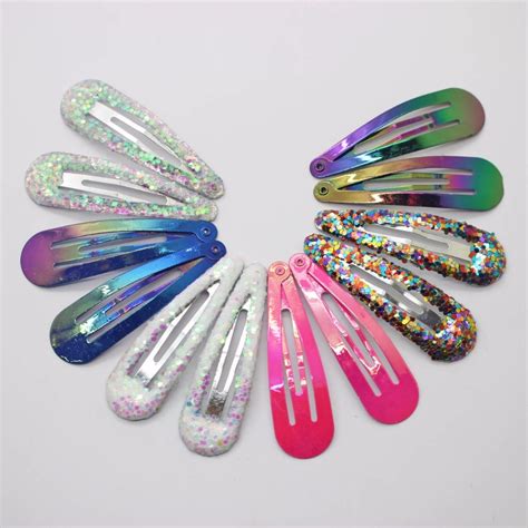 12 Pcslot Glitter Hairpins Electroplating Ab Colorful Hair Clips
