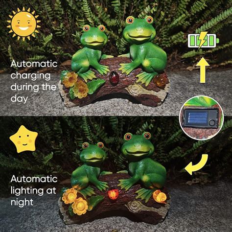 Solar Light Frog Figurine Garden Decor Fun Animal Figurine Etsy