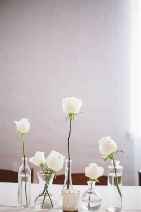 Minimal White Flowers For Wedding Bud Vases For Wedding Single Stem