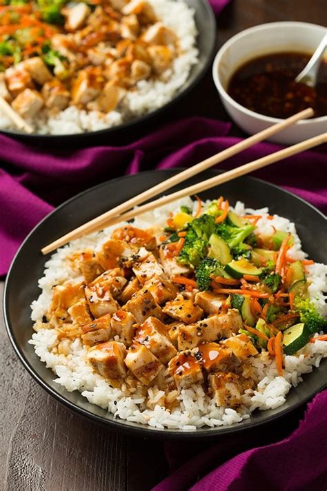 Teriyaki Grilled Chicken And Veggie Rice Bowls Cooking