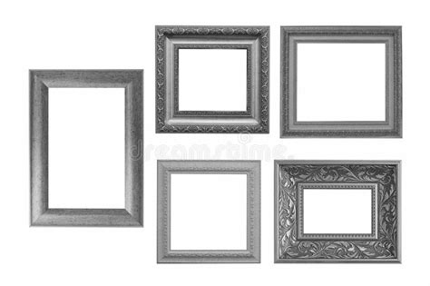 grupo de quadro cinzento do vintage isolado no fundo branco foto de stock imagem de