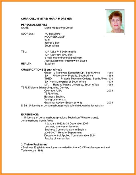 Conducted buying and selling of stock and currency on the foreign exchange marketplace. Cv Template Za - Resume Examples | Curriculum vitae template, Curriculum vitae, Resume template word