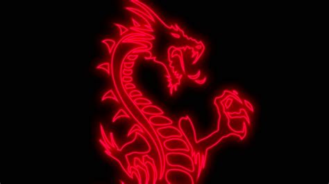 Download Japanese Dragon In Red Neon Light Wallpaper